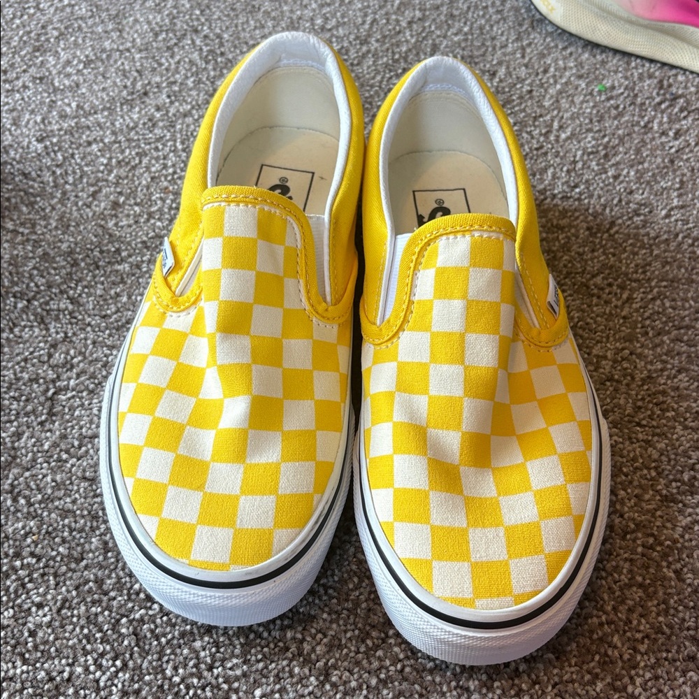 Vans Yellow and White Checkered Sneakers